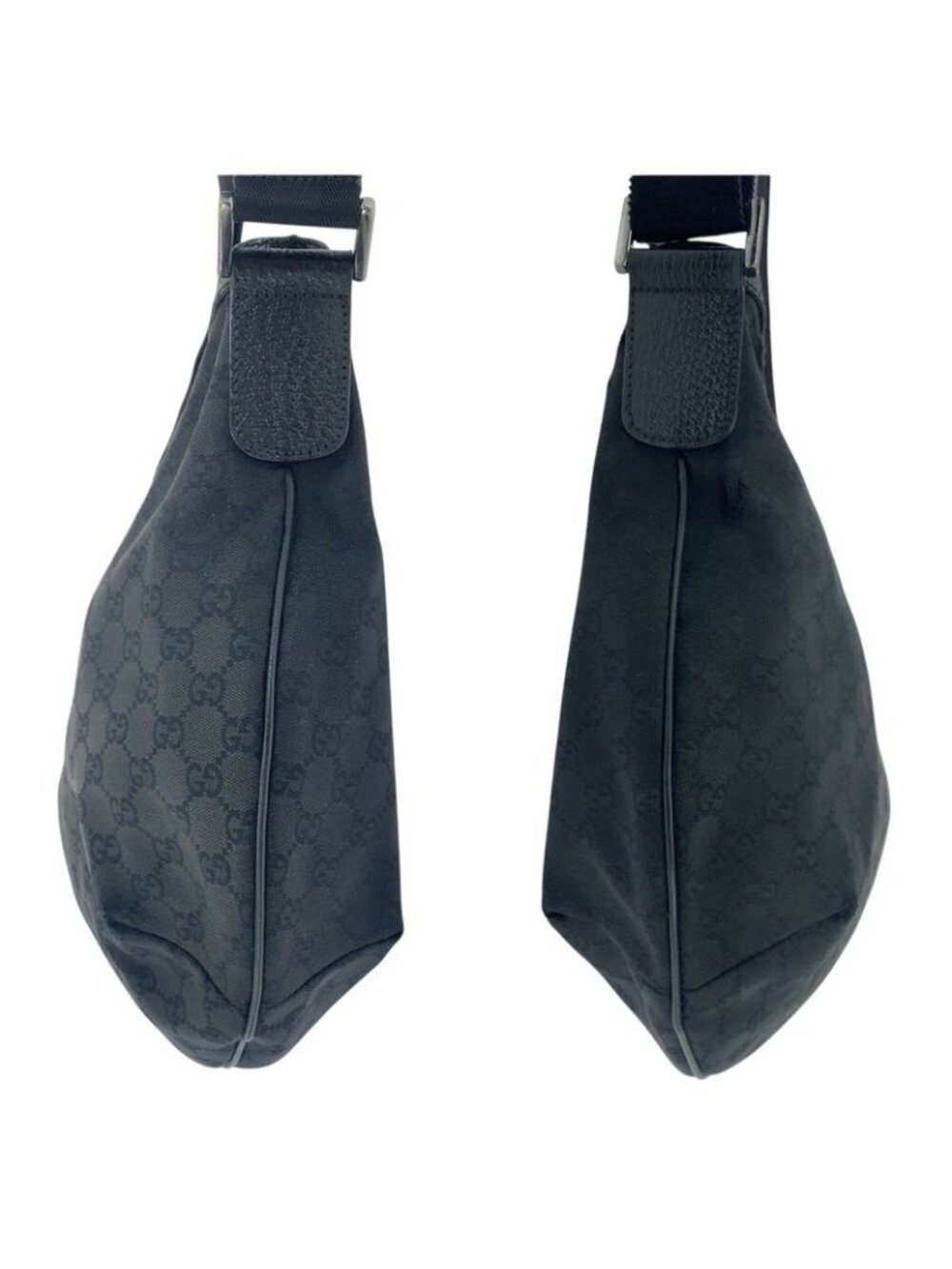 ★SOLD★ Gucci Black Silver GG Canvas Leather Crossbody Shoulder Bag - Picture 7 of 9
